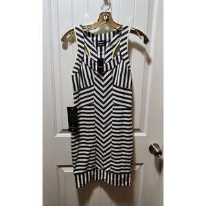 bebe black white striped dress BEBE STRIPED BODYCON DRESS short sleeve, black and white mid thigh sweater  SZ S
